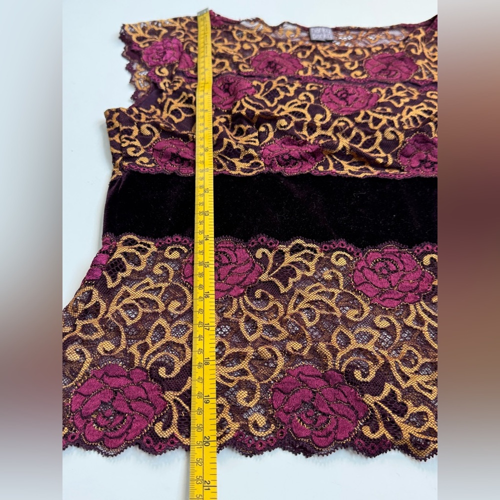 Vintage Hanky Panky Lace Velvet Top Cup Sleeve Purse Sz M - Picture 6 of 11